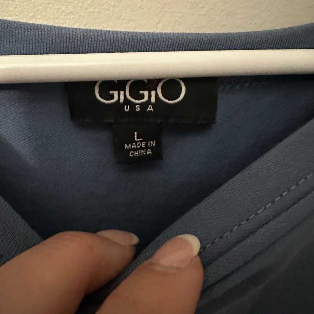 Gigio USA Womens Blue Paisley Raglan Short Sleeve Knit Top Size Large - Picture 3 of 6